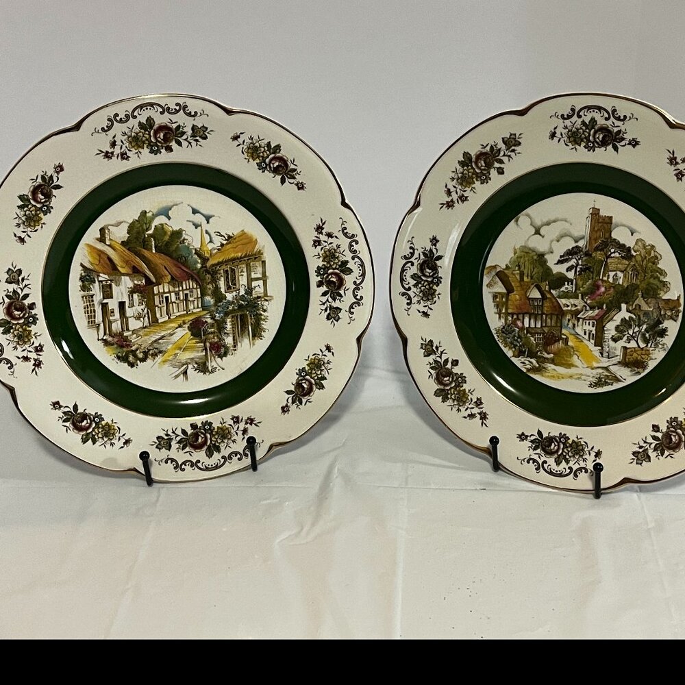 VTG Wood and Sons Ascot Service Plates Alpine White Ironstone England Set of 2